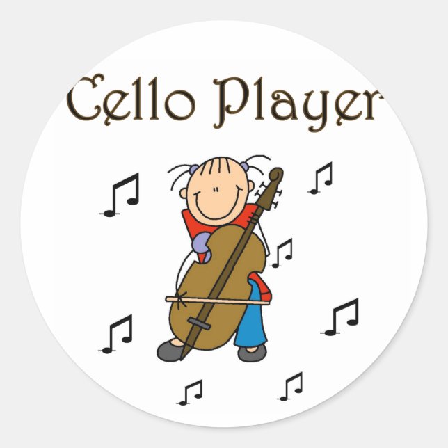 Stick Figure Cello Player Stickers Sticker (Front)