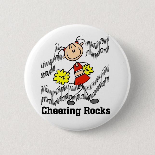 Stick Figure Cheering Rocks T-shirts and Gifts Pinback Button (Front)