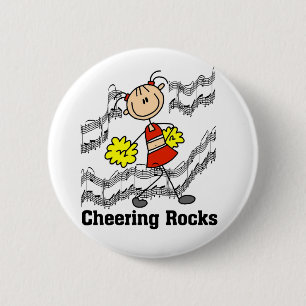 Stick Figure Cheering Rocks T-shirts and Gifts Pinback Button