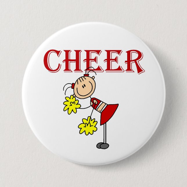 Stick Figure Cheerleader Button (Front)
