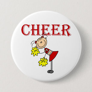 Stick Figure Cheerleader Button