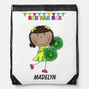 Stick Figure Cheerleader Drawstring Backpack Bag