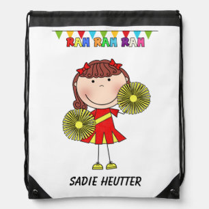 Stick Figure Cheerleader Drawstring Backpack Bag