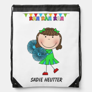 Stick Figure Cheerleader Drawstring Backpack Bag