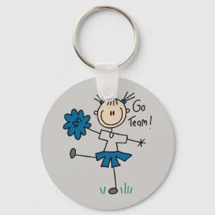 Stick Figure Cheerleader Go Team TShirts and Gifts Keychain