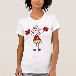 Stick Figure Cheerleader - Red and Gold T-Shirt