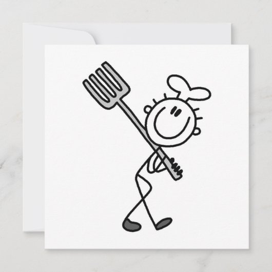 Stick Figure Chef With Fork (Front)