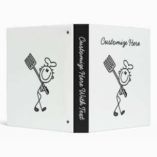 Stick Figure Chef With Fork 3 Ring Binder
