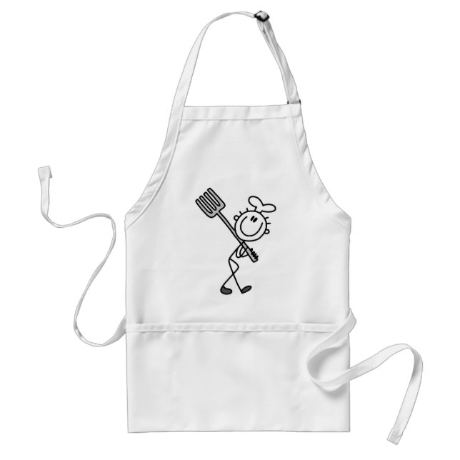 Stick Figure Chef with Fork Adult Apron (Front)