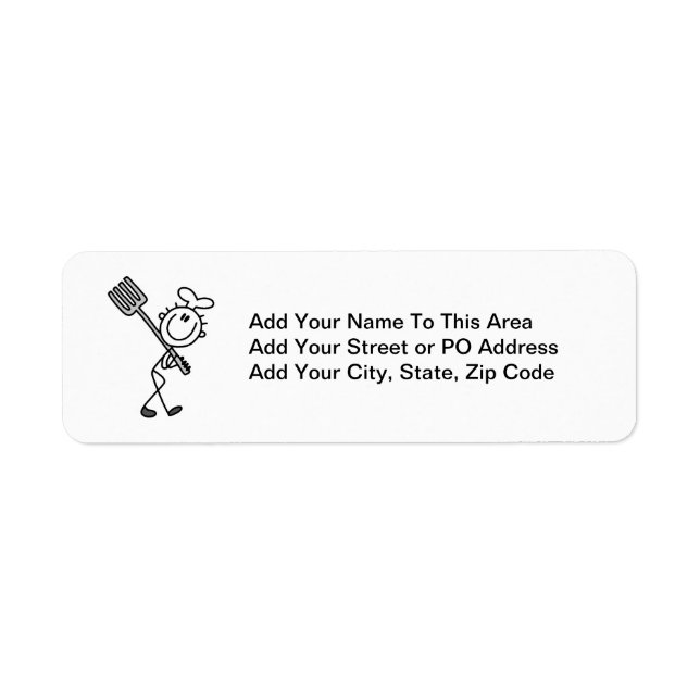 Stick Figure Chef With Fork Label (Front)