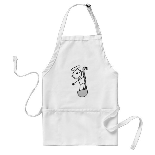 Stick Figure Chef With Ladle Adult Apron (Front)