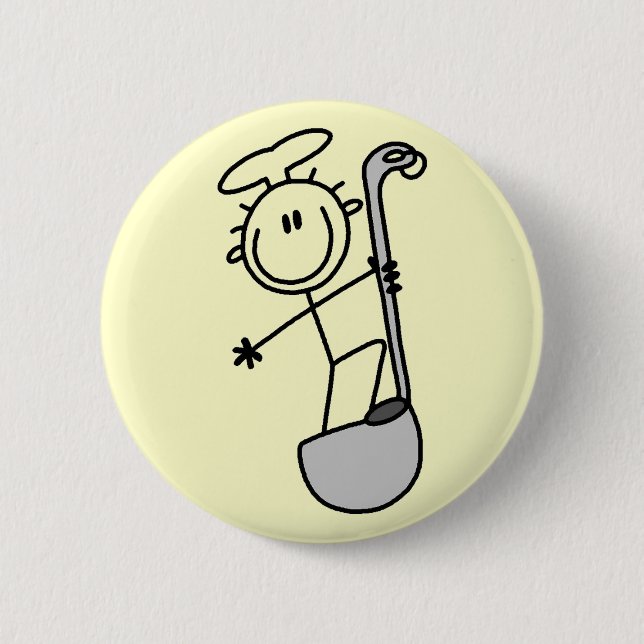 Stick Figure Chef with Ladle Button (Front)