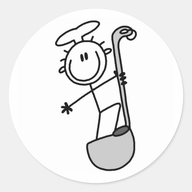 Stick Figure Chef with Ladle Classic Round Sticker (Front)