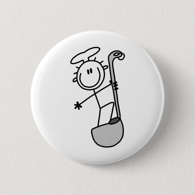 Stick Figure Chef with Ladle Pinback Button (Front)