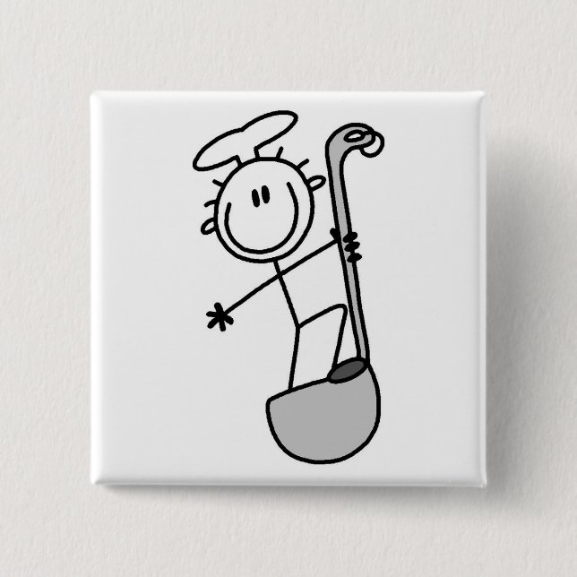 Stick Figure Chef with Ladle Pinback Button (Front)
