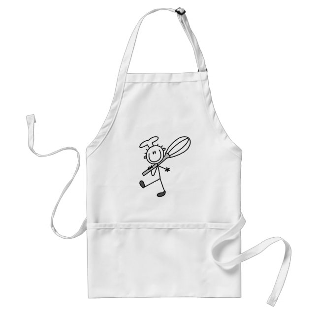 Stick Figure Chef with Whisk Tshirts Adult Apron (Front)