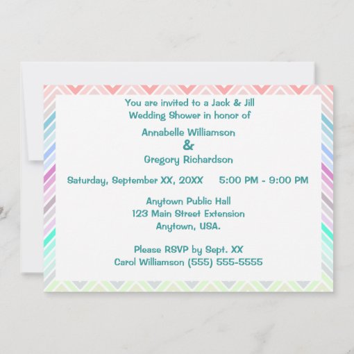Stick Figure Chevron Jack and Jill Wedding Shower Invitation Zazzle