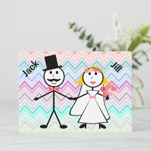 Stick Figure Chevron Jack and Jill Wedding Shower Invitation Zazzle