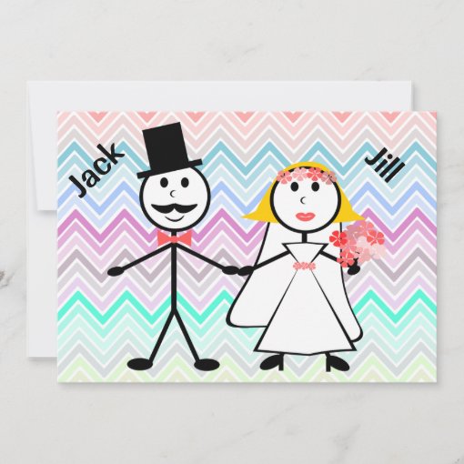 Stick Figure Chevron Jack and Jill Wedding Shower Invitation Zazzle