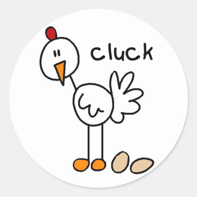 Stick Figure Chicken Classic Round Sticker (Front)