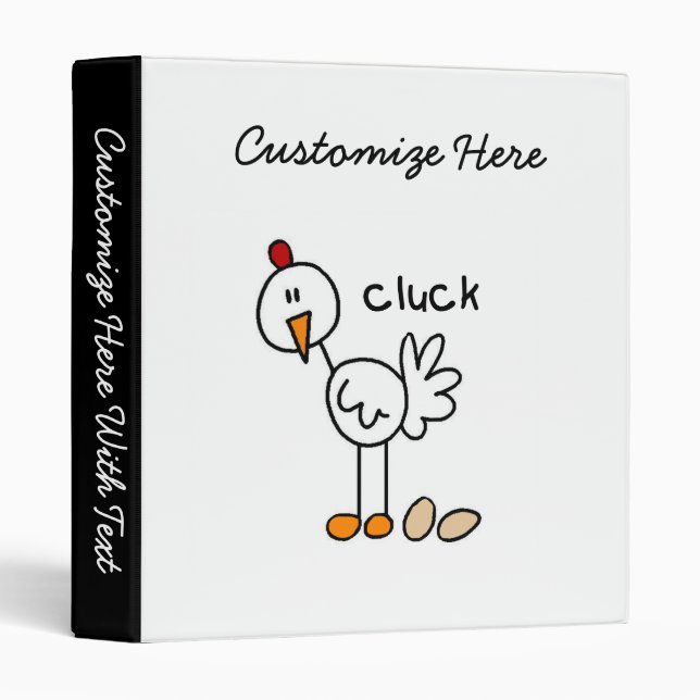 Stick Figure Chicken T-shirts and Gifts 3 Ring Binder (Front/Spine)