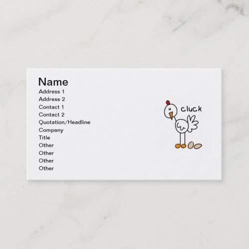 Stick Figure Chicken T-shirts and Gifts Business Cards