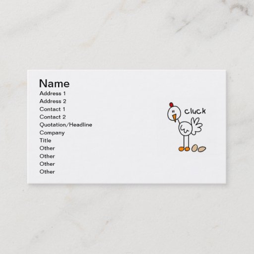 Customizable Stick Figure Chicken T-shirts and Gifts Business Cards