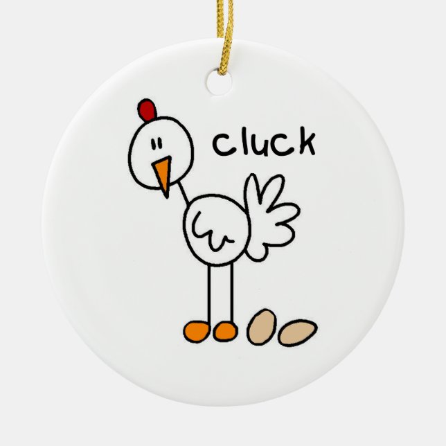 Stick Figure Chicken T-shirts and Gifts Ceramic Ornament (Front)