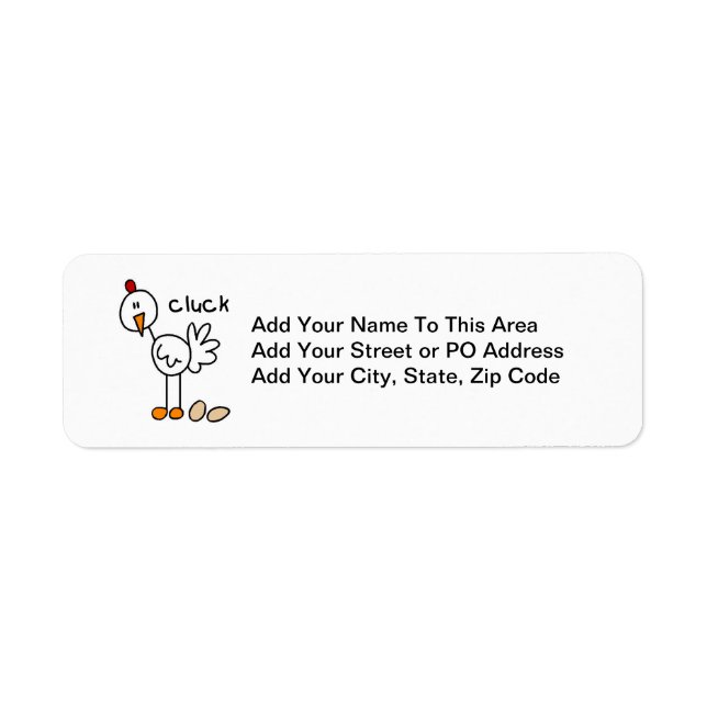 Stick Figure Chicken T-shirts and Gifts Label (Front)