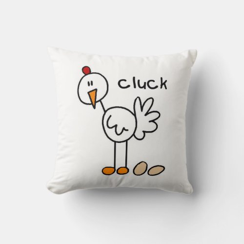 Stick Figure Chicken T_shirts and Gifts Throw Pillow