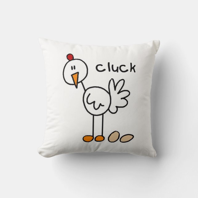 Stick Figure Chicken T-shirts and Gifts Throw Pillow (Front)