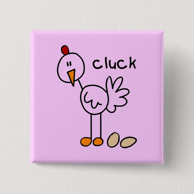 Stick Figure Chicken Tshirts and Gifts Button (Front)