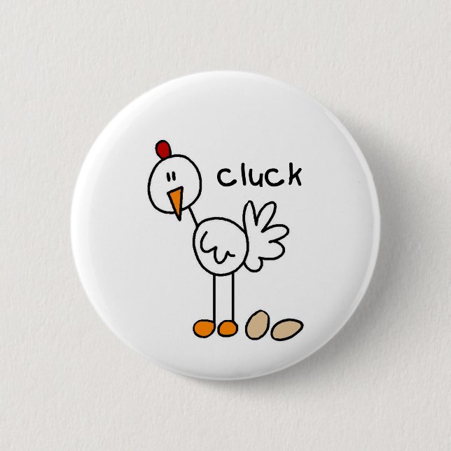 Stick Figure Chicken Tshirts and Gifts Button (Front)
