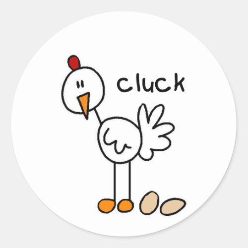 Stick Figure Chicken Tshirts and Gifts Classic Round Sticker