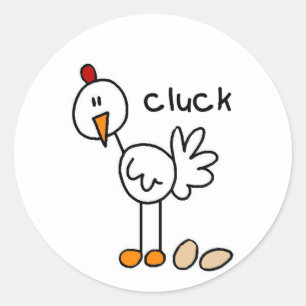 Stick Figure Chicken Tshirts and Gifts Classic Round Sticker