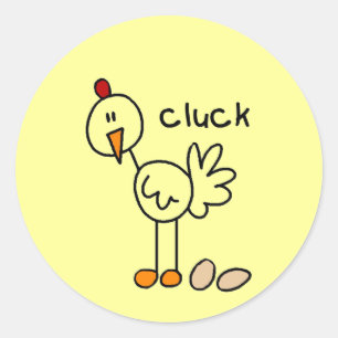 Stick Figure Chicken Tshirts and Gifts Classic Round Sticker
