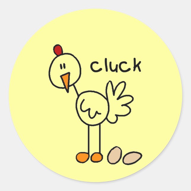 Stick Figure Chicken Tshirts and Gifts Classic Round Sticker (Front)