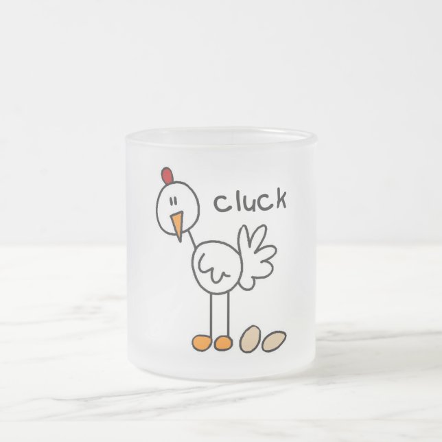 Stick Figure Chicken Tshirts and Gifts Frosted Glass Coffee Mug (Center)
