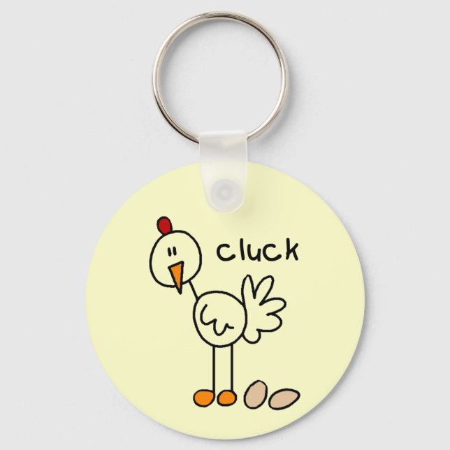 Stick Figure Chicken Tshirts and Gifts Keychain (Front)