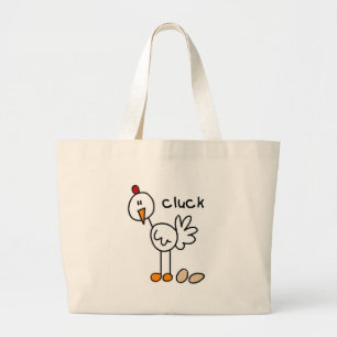 Stick Figure Chicken Tshirts and Gifts Large Tote Bag