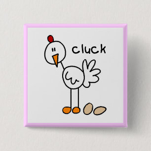 Stick Figure Chicken Tshirts and Gifts Pinback Button
