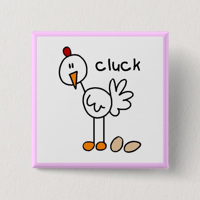 Stick Figure Chicken Tshirts and Gifts Pinback Button (Front)