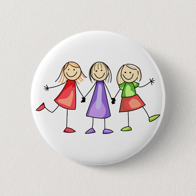 Stick Figure Children Button (Front)