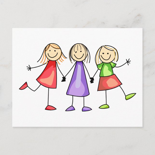 Stick Figure Children Postcard (Front)