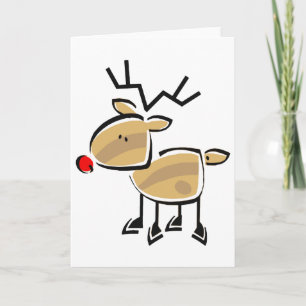 Stick Figure Christmas Reindeer Holiday Card