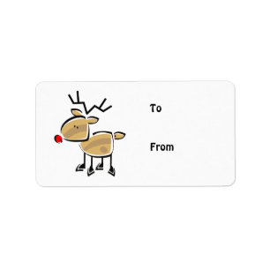 Stick Figure Christmas Reindeer Label
