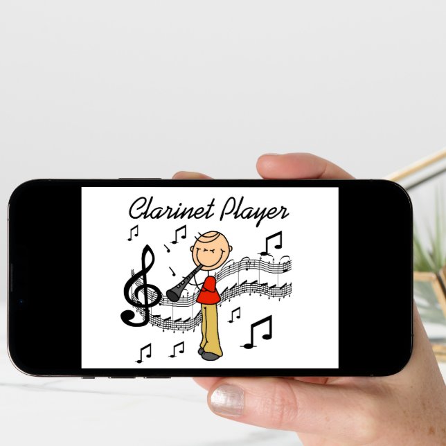 Stick Figure Clarinet Player Tshirts and Gifts Card (Front Digital)