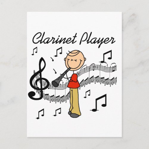Stick Figure Clarinet Player Tshirts and Gifts Postcard