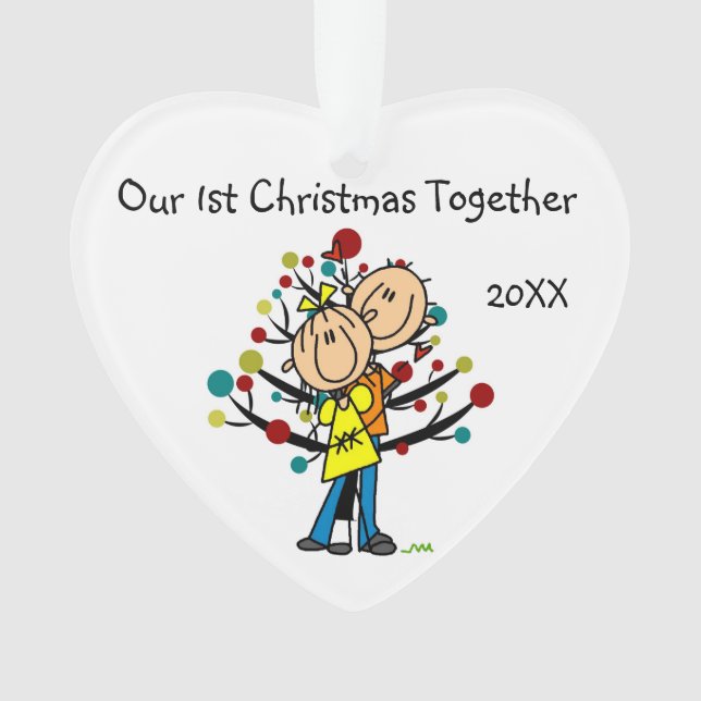 Stick Figure Couple in Love Customized Ornament (Front)