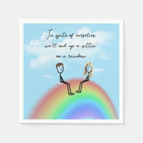 Stick Figure Couple On a Rainbow Napkins